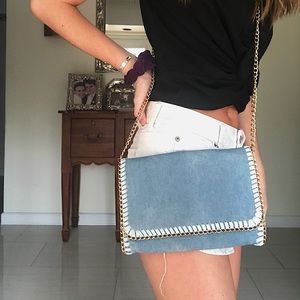 Denim Crossbody With Gold Chain